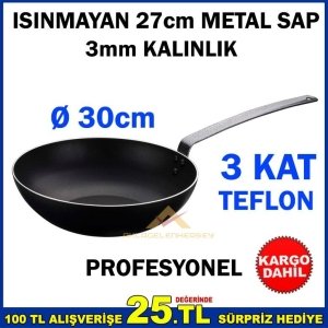 SERAMİK DIŞ YÜZEY TEFLON ALÜMİNYUM WOK TAVA 30cm