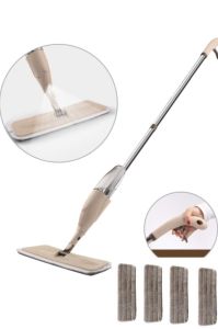 Büyük Hazneli Mikrofiber Sprey Mop Toplam 4 Adet Silici Micro Paspas ile Islak Kuru Sihirli Temizlik