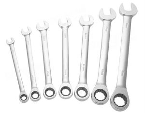 Cırcırlı Kombine Anahtar Set Profesyonel 7li Set Açık Ağız-Kapalı Cırcır Ağız Işıl İşlem Dövme Çelik