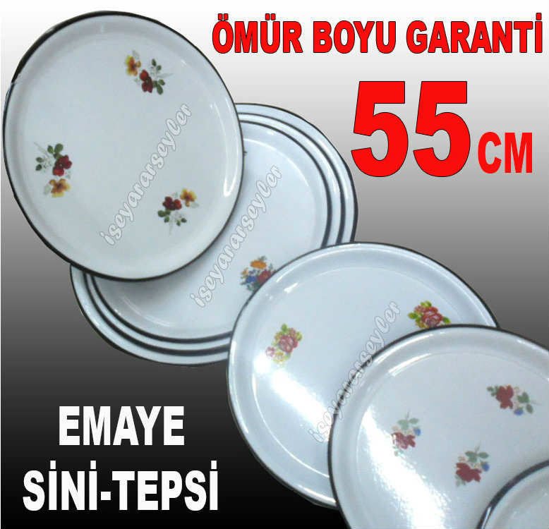 55cm SİNİ SAĞLIKLI ÇİNKO TEPSİ SOFRA SERVİS TEPSİSİ 55cm İÇİ ÇİÇEKLİ BEYAZ EMAYE TEPSİ HİJYENİKTİR