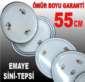 55cm SİNİ SAĞLIKLI ÇİNKO TEPSİ SOFRA SERVİS TEPSİSİ 55cm İÇİ ÇİÇEKLİ BEYAZ EMAYE TEPSİ HİJYENİKTİR