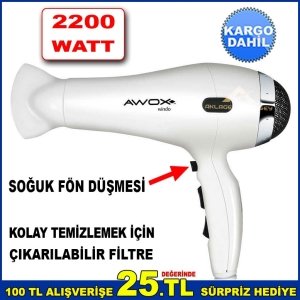 AWOX WİNDO SAÇ KURUTMA MAKİNESİ 2200W 3 ISI AYARLI FÖN MAKİNESİ