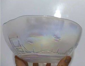 Dış yüzeyden kabarma seçme istanbul manzaralı organik cam 22cm büyük boy salata kasesi retro bowl