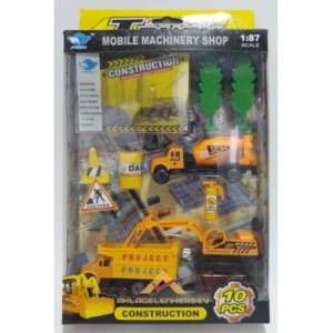 10 Parça Diecast  Metal İnşaat Araçları Seti