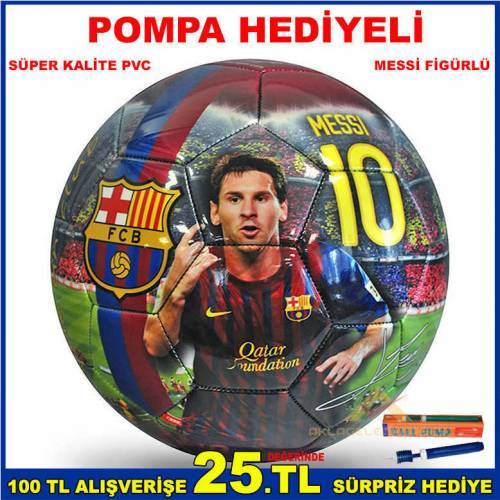 LİSANSLI FUTBOL TOPU FBC BARCELONA FUTBOL KULUBÜ MESSİ 10 FİGÜRLÜ PROFESYONEL 3 ASTARLI FUTBOL TOPU