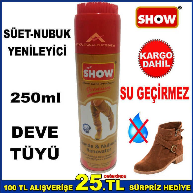 DEVETÜYÜ SÜYET BOYASI SU GEÇİRMEZ 250ml SÜET,NUBUK AYAKKABI-ÇANTA-MONT DEVETÜYÜ SPREY SÜET BOYA -2