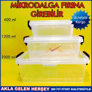 3 PARÇA KİLİTLİ KAPAK ŞEFFAF SAKLAMA KAPLARI KD