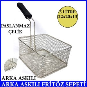 Arka askılı Büfe restaurant tipi fritöz sepeti üreticisi 22x20x13 l kızartma makinesi sepeti