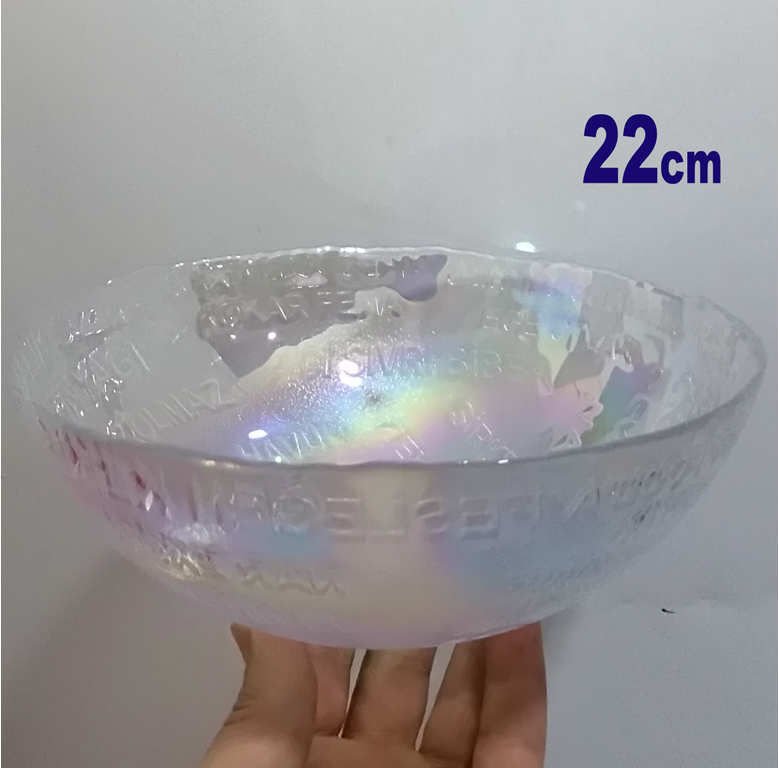 Dış yüzeyden kabarma yazılı organik cam 22cm büyük boy salata kasesi retro bowl kase all salad write