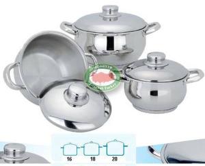 Baron Tencere Seti Kapsül Tabanlı 6 parça Paslanmaz Çelik Tencere Seti 3lü Güveç Set 15-17-19cm