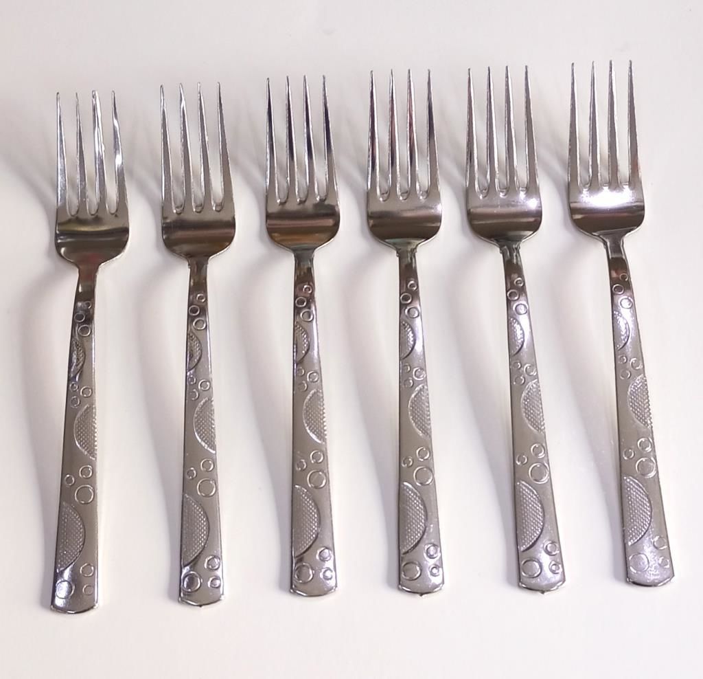 Paslanmaz Çelik Yemek Çatalı Set Boncuk md 20cm 6 adet Orta Kalite Çatal Günlük Kullanıma Sofra Seti