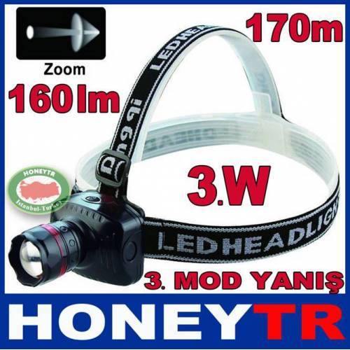 Cree 3w Led Hıgh Power Zoomlu Kafa Lambası