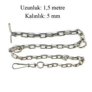 5mm Kalınlıkta Kıskaçlı 1,5m Büyük Kangal Köpek Gezdirme Zinciri Büyük Baş Hayvan Dana Zinciri