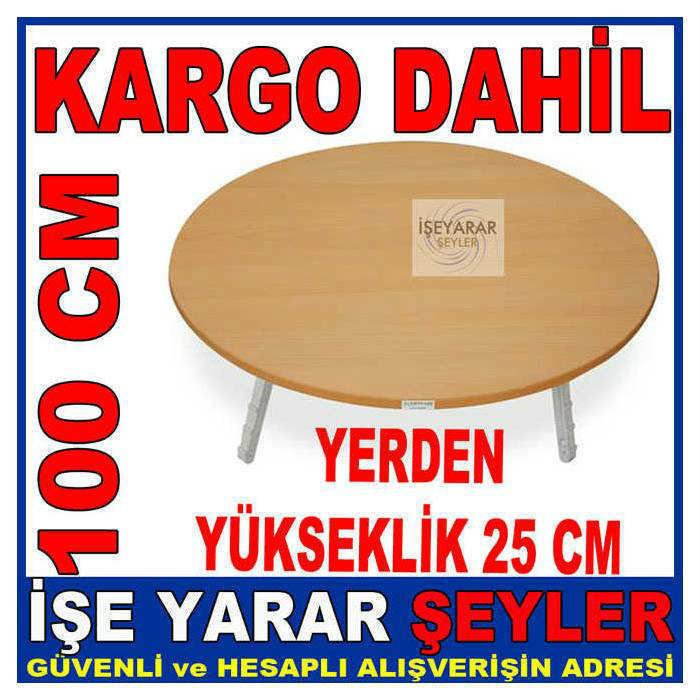 Katlanan Sağlam Ayaklı 100cm Yuvarlak Yer Sofrası KATLANABİLİR METAL AYAKLI AHŞAP YER SOFRASI 100cm