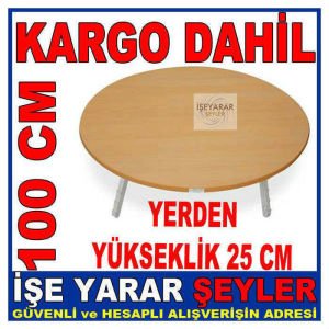 Katlanan Sağlam Ayaklı 100cm Yuvarlak Yer Sofrası KATLANABİLİR METAL AYAKLI AHŞAP YER SOFRASI 100cm