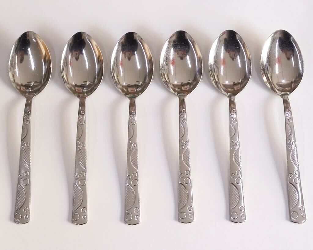 Paslanmaz Çelik Tatlı Kaşığı Set Boncuk md 15cm 6 adet Orta Kalite Kaşık Günlük Kullanıma Sofra Seti