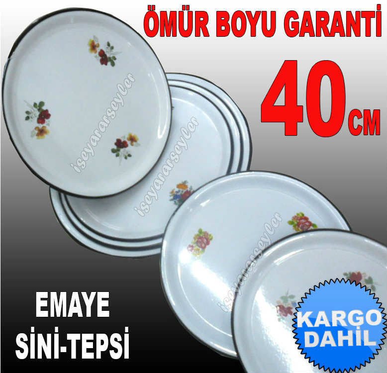 SAĞLIKLI ÇİNKO SOFRA SERVİS TEPSİSİ 40cm İÇİ ÇİÇEK BEYAZ EMAYE TEPSİ HİJYENİKTİR KD