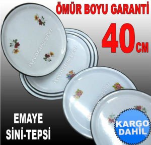 SAĞLIKLI ÇİNKO SOFRA SERVİS TEPSİSİ 40cm İÇİ ÇİÇEK BEYAZ EMAYE TEPSİ HİJYENİKTİR KD