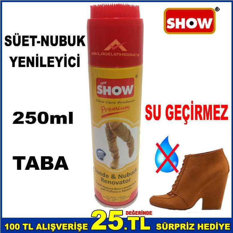 TABA SÜYET BOYASI SU GEÇİRMEZ 250ml SÜET,NUBUK AYAKKABI-ÇANTA-MONT BOYASI TABA SPREY SÜET BOYA -2