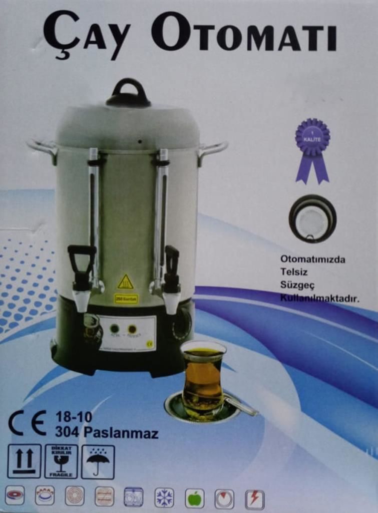 60 Bardaklık Ömür Boyu Garantili 304 Kalite Paslanmaz 18/10 Çelik Çay Otomatı Otomatik Çay Makinesi