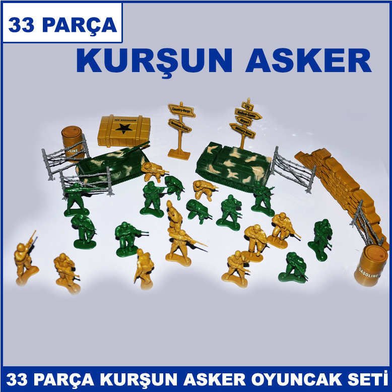 33 Parça Kurşun Asker Oyuncak Seti - Kaliteli ve Dayanıklı Oyuncak Seti