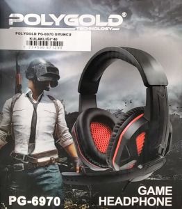 Polygold 3.5mm Çift Jack Giriş Mikrofonlu Oyuncu Kulaklığı 2m Kablo Uzunluğu Ayarlanabilir Kulaklık