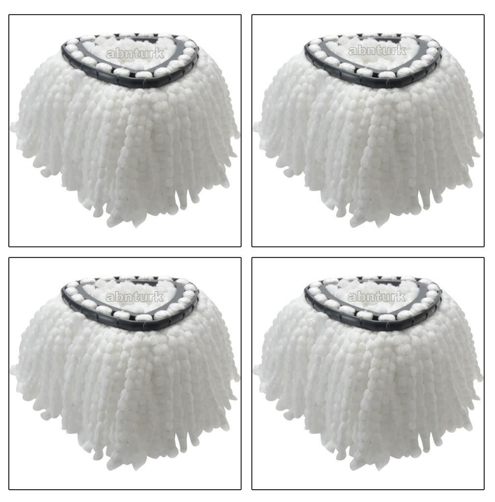4 Adet Döner Başlıklı Mop Püskülü %100 Orjinal Microfiber Paspas Yüksek Emiş Gücü ile Süper Arıtıcı
