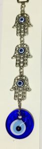 23x4 cm Gümüş Kaplama Mini 3'lü Patima Nazar Boncuklu Uğurlu Şık Duvar Süsü