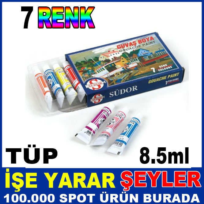 SÜDOR  7'li SETNON-TOXIC TÜP GUAJ BOYA SETİ