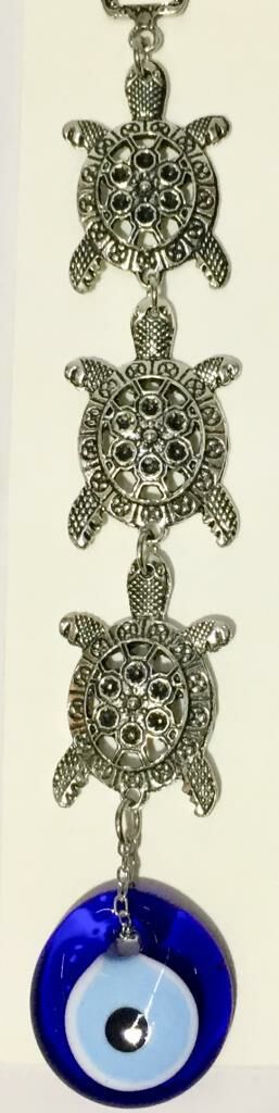 24x4 cm Gümüş Kaplama Mini 3'lü Karetta Nazar Boncuklu Uğurlu Şık Duvar Süsü