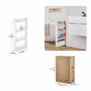 Organizer 4 Katlı Tekerlekli Plastik Çok Amaçlı Düzenleyici Raf Slim Model Mutfak ile Banyo Rafı