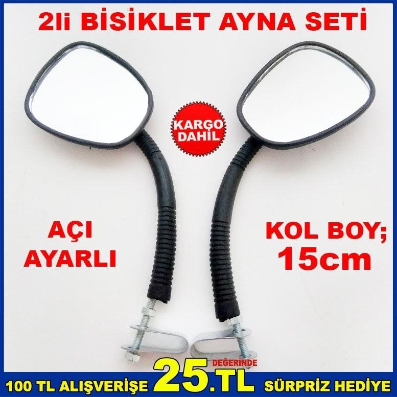 GİDON BORUSUNA MONTELİ KOLLU BİSİKLET AYNA SETİ