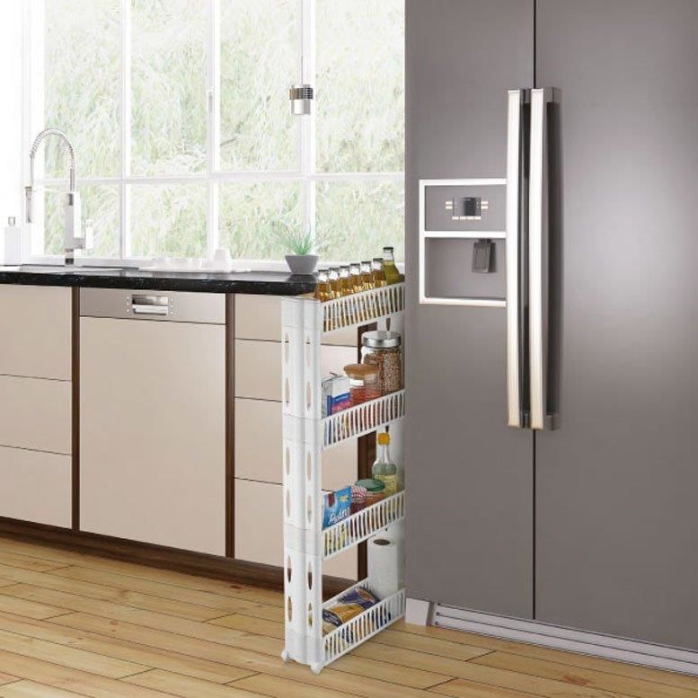 Organizer 4 Katlı Tekerlekli Plastik Çok Amaçlı Düzenleyici Raf Slim Model Mutfak ile Banyo Rafı