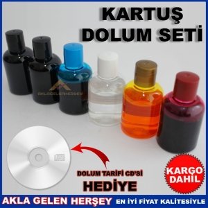 TÜM YAZICILARA UYUMLU 6 RENK KARTUŞ DOLUM SET KD