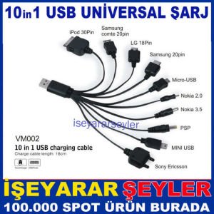10in1 UNIVERSAL ŞARJ ALETİ KABLOSU ÇOKLU ŞARJ