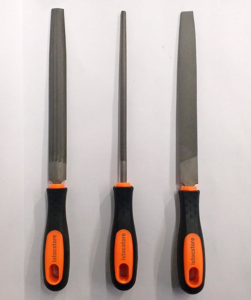 Hava Çeliği 3'lü Eğe Seti Büyük Boy Metal,Ağaç,Plastik Eğeleme Set 32cm Ergonomik Saplı Törpüler