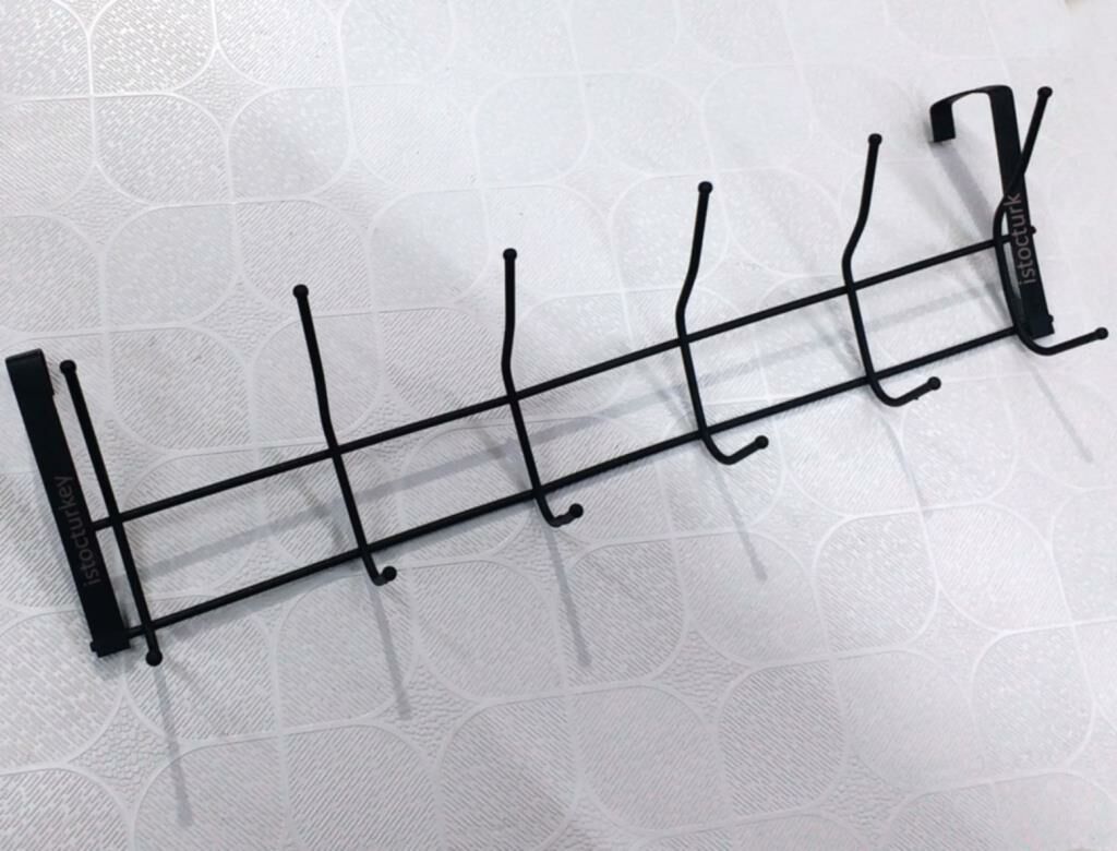 KAMPANYA 2 Adet Mat Siyah Metal Amerikan Kapı Askısı 12 kancalı Çivisiz Vidasız Kapıya Askılı Montaj