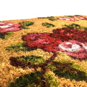 23mm Kalınlıkta Gül Desenli Sık Dokunmuş Koko Kıl Paspası 35x60cm Kapı Önü Paspası