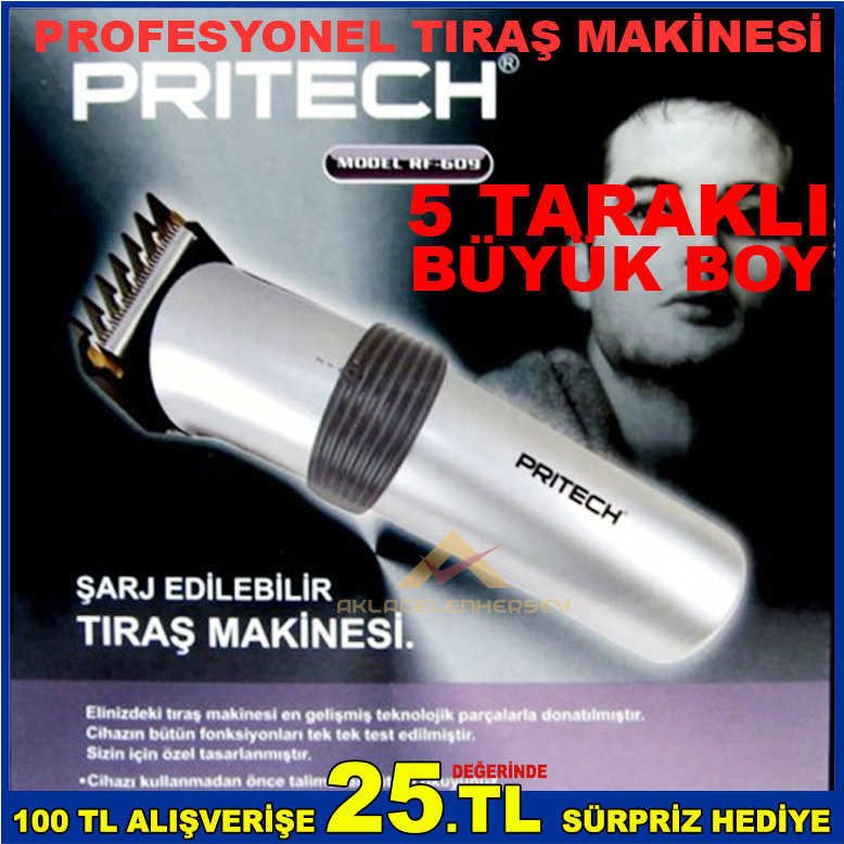 5 TARAKLI BÜYÜK BOY AYARLANABİLİR BIÇAKLI ŞARJLI SAÇ SAKAL TIRAŞ MAKİNESİ BALYOZ TRAŞ MAKİNESİ