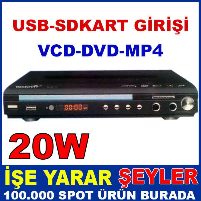 TASTECH USB-SD KART GİRİŞLİ VCD VE DVD PLAYER