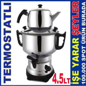 4.5 Lt Elektrikli Çelik Çay Semaveri Semaver Set