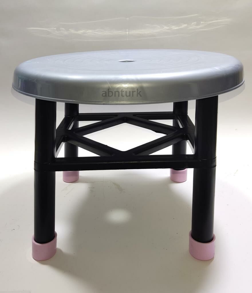 Gümüş Gri Yuvarlak Duşakabin Banyo Taburesi Sağlam Plastik 100kg Taşır Iş+ev Piknikte Kullanıma Uyar