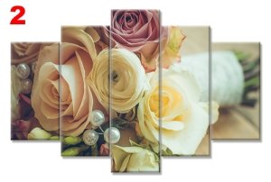 BUKET CICEKLER 7 STİL 5 PARÇALI KANVAS TABLO