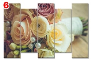 BUKET CICEKLER 7 STİL 5 PARÇALI KANVAS TABLO