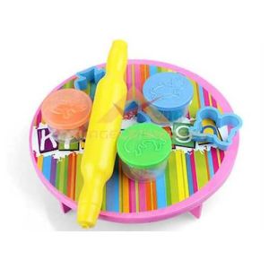 YUVARLAK STANDLI 3 RENKLİ 8 PARÇA MERDANELİ SET OYUN HAMURU SETİ