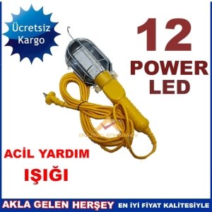 KARGO DAHİL 5 METRE KABLOLU 12 SÜPER LED ACİL YARDIM IŞIĞI