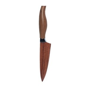 Paslanmaz Çelik Ahşap Desenli Mutfak Bıçağı - Büyük Boy 26 cm Kesme Doğrama Bıçağı