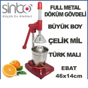 SİNBO FULL METAL DÖKÜM GÖVDELİ PASLANMAZ BÜYÜK BOY PROFESYONEL KOLLU NARENCİYE SIKACAĞI