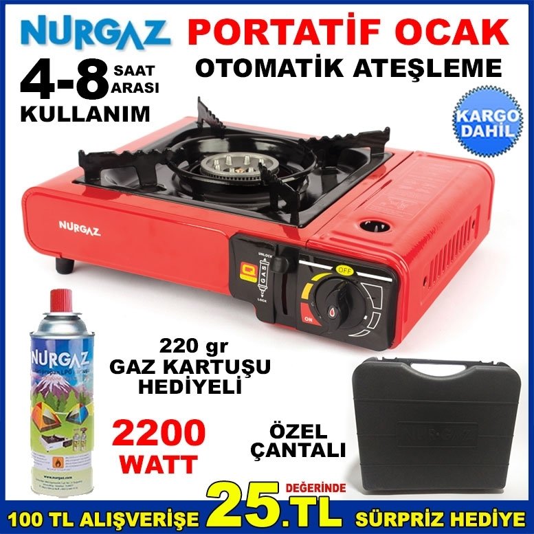 Ücretsiz Kargo GAZ KARTUŞU HEDİYELİ ÖZEL ÇANTALI PORTATİF OCAK