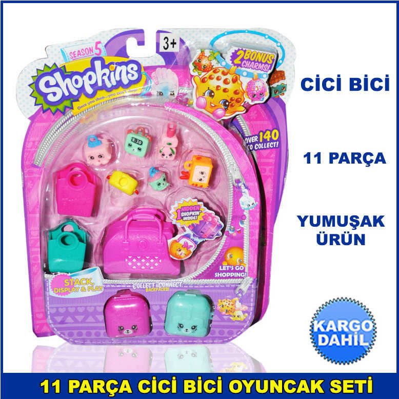 11 Parça Cici Bici Oyun Seti Yumuşak Ürün 1. Kalite ve Dayanıklı - Shopkins